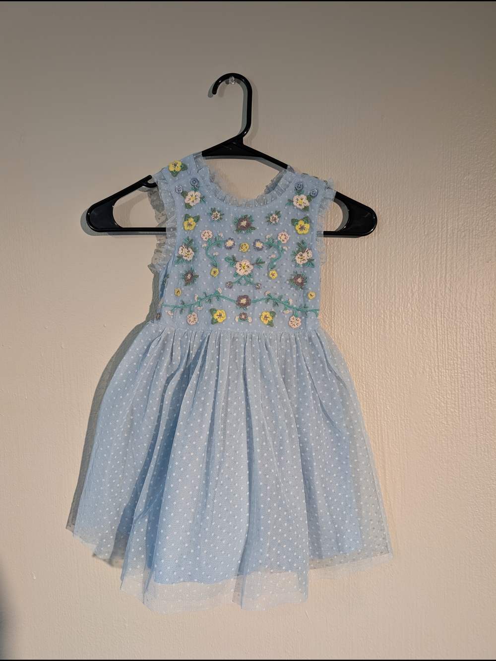 Mini Boden Light Blue Floral Embroidered Tulle Dress